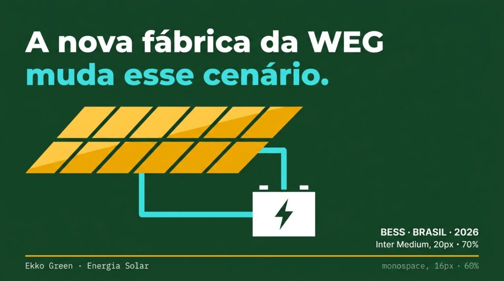 Fábrica WEG BESS em Itajaí com painéis solares e sistema de armazenamento residencial