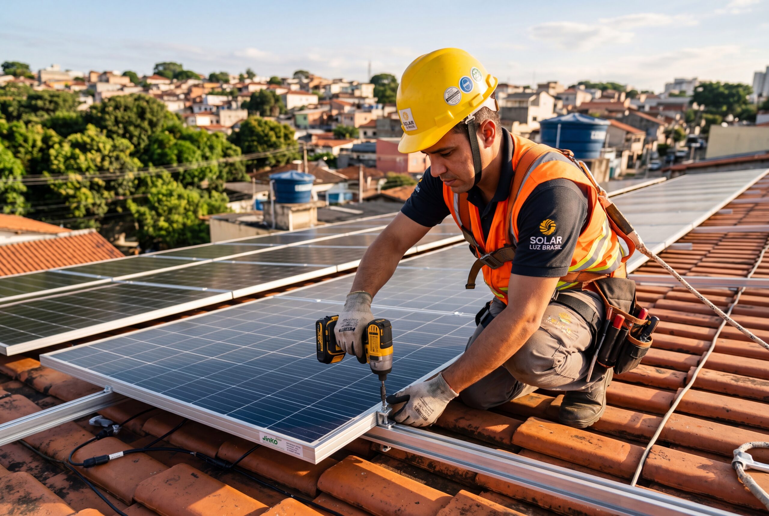 Bandeira Tarifária Amarela em Junho: O Que Muda na Sua Conta de Luz e Se Vale a Pena Instalar Energia Solar Agora 1 Painel solar fotovoltaico instalado em telhado residencial no Brasil
