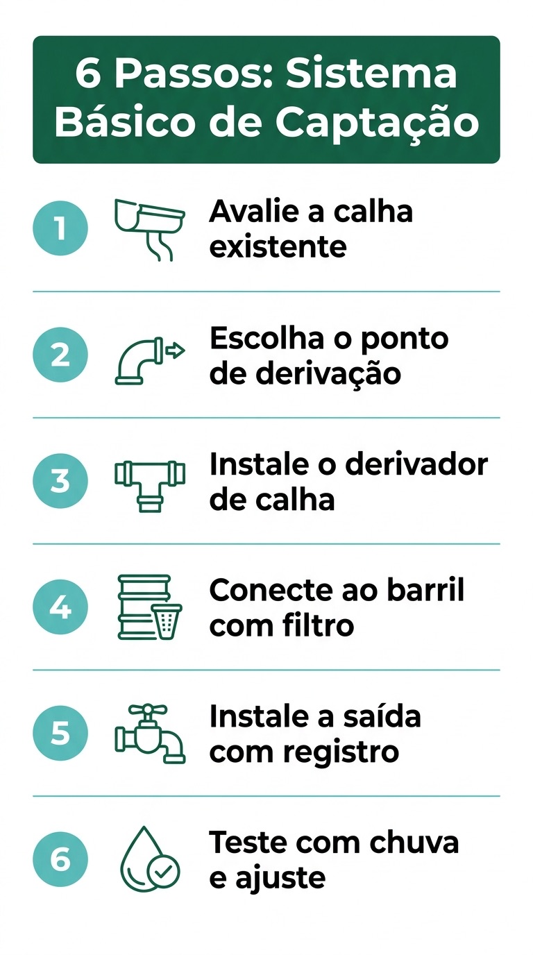 Captação de Água da Chuva: Guia Prático e Quanto Custa em 2026 2 6 Passos para instalar sistema básico de captação de água da chuva